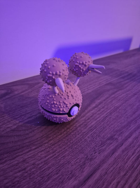Doduo Character Ball - rear view with heads detached alongside ball